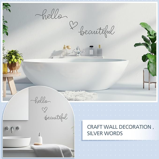 Hicarer Hello Gorgeous Metal Wall Art Decor Minimalist Decoration Metal Hello Gorgeous Decorative Sign for Living Room Office Bedroom Hotel Home Wall Decoration (Black,Lovely Style)