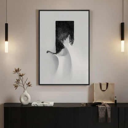 Framed Black and White Abstract Wall Art, Modern Canvas Prints Paintings Artwork for Walls, Minimalist Monochrome Abstract Pictures for Living Room Dining Bedroom Lounge Office Wall Decor 24x36 In
