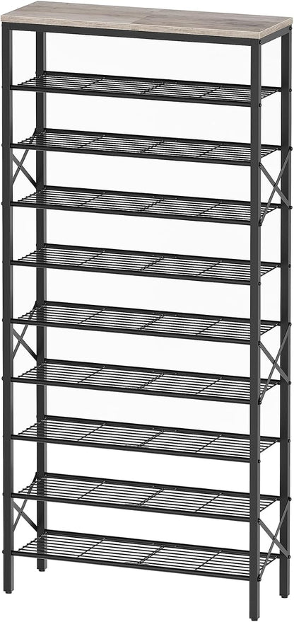 YATINEY 10 Tier Shoe Rack, Large Capacity Shoe Storage Organizer Holds 40 Pairs, Sturdy and Stable, for Entryway, Hallway, Closet, Dorm Room, Greige and Black SS10BG