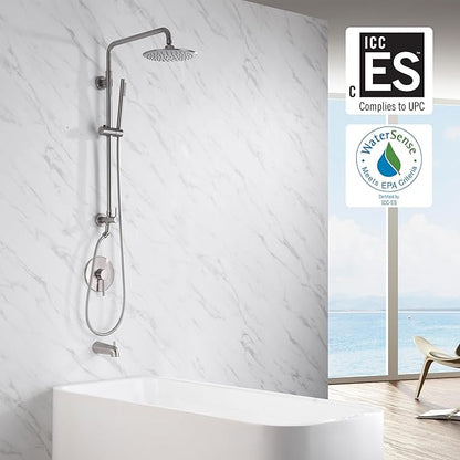sumerain Brushed Nickel Retrofit Shower Systems with 9 Inch Rain Shower Head