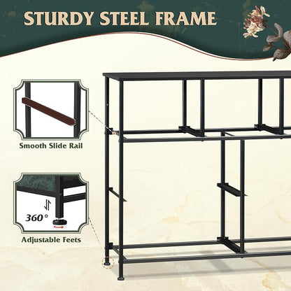 WLIVE 7 Drawer Dresser TV Stand, Entertainment Center, Media Console Table with Metal Frame and Wood Top for TV up to 45 inch, Chest of Drawers for Bedroom, Living Room, Vintage Green