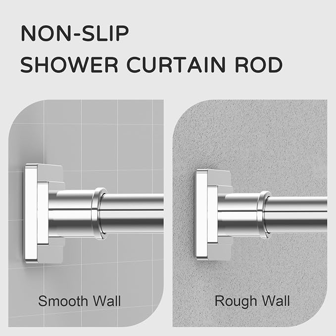 UIOSANRT Stainless Silver Shower Curtain Rod 31-68 Inches Non-Slip Shower Rod Tension Mounted No Drill Shower Curtain Rods Spring Tension Rod Adjustable Tension Curtain Rod for Windows Bathroom