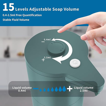 Aunmaon Automatic Soap Dispenser Touchless, Modern, Kitchen & Bathroom, Hands-Free, Adjustable Volume, Long Battery Life, Compatible with Thick & Thin Soap, Easy for Toddlers, Clog-Free, Green