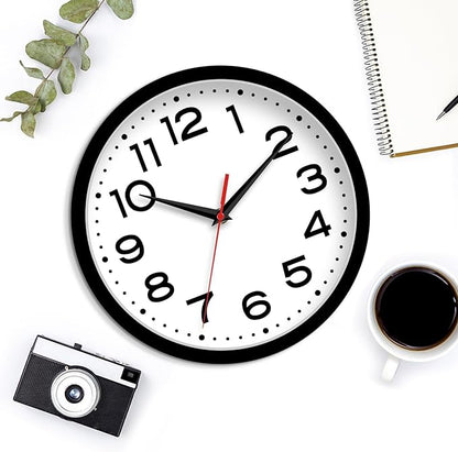 Roymnie Wall Clock 10 Inch Silent Non-Ticking Modern Clock Battery Operated Classic Simple Minimalist Analog Decorative for Kitchen, Living Room,Office, Bedroom, Bathroom (Black)