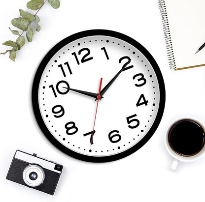 Roymnie Wall Clock Silent Non-Ticking Modern Clock Battery Operated 8 Inch Small Classic Analog Decorative for Classroom, Living Room, Office, Bedroom, School, Hotel (Black)