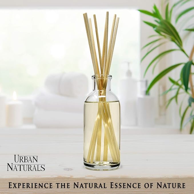 Urban Naturals Spring Clean Reed Diffuser Oil Set | Fresh, Crisp Fragrance of Lemon, Leafy Greens & Lavender | Essential Oil Room Scent Infuser with Reed Sticks | Made in the USA
