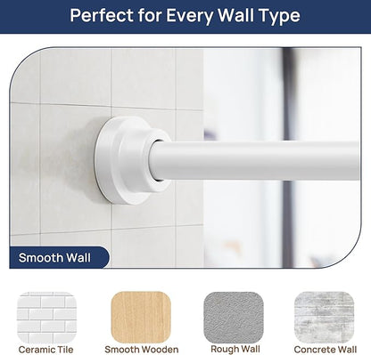 ENJOYBASICS 2 Pack Adjustable Spring Tension Curtain Rods 32 to 54 Inches, Stainless Steel White Shower Rod No Drilling for Window, Bathroom, Closet, Room Divider, 7/8" Diameter