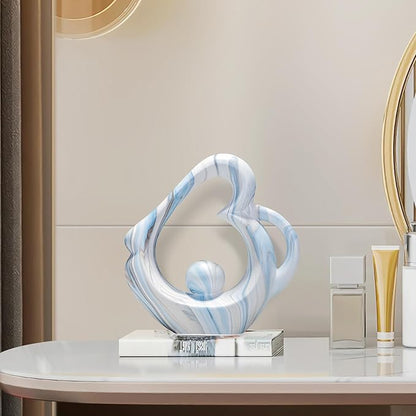 Sculptures Home Decor Ceramic Statue, Blue Sculpture Living Room Table Decor, Shelves Decor Dining Room Table Centerpieces, Abstract Art Coffee Table Decoration, Heart Statue