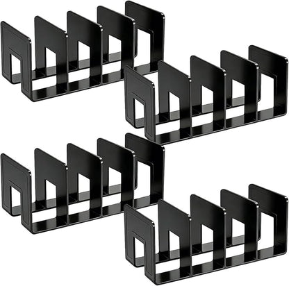 SAYEEC Acrylic File Holder, Black File Sorter Desk File Organizer, Sturdy Desktop File Folder Organizer Rack for Envelopes Mail Letter Paper Notebook Electronics Office Supplies (4 Sections, 4 Pack)