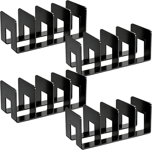 SAYEEC Acrylic File Holder, Black File Sorter Desk File Organizer, Sturdy Desktop File Folder Organizer Rack for Envelopes Mail Letter Paper Notebook Electronics Office Supplies (4 Sections, 4 Pack)