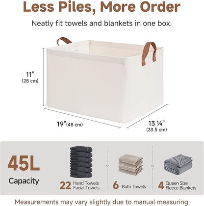 StorageWorks Fabric Storage Bins, Extra Large Storage Baskets for Shelves, Closet Organizers and Storage Bins with Metal Frame, Handles, Jumbo, Natural Color, 2-Pack