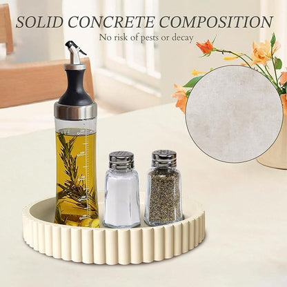 13" Round Concrete Tray for Coffee Table Decor,Modern Gray Centerpiece Decorative Home Table Serving Tray for Living Room,Office,or Dining Room - Durable and Stylish (Cream)