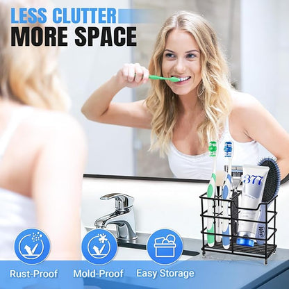 Toothbrush Holders for Bathrooms, Stainless Steel Toothbrush Holder for Kids and Adults, Electric Toothbrush and Toothpaste Holder, Rustproof Bathroom Accessories Organizer
