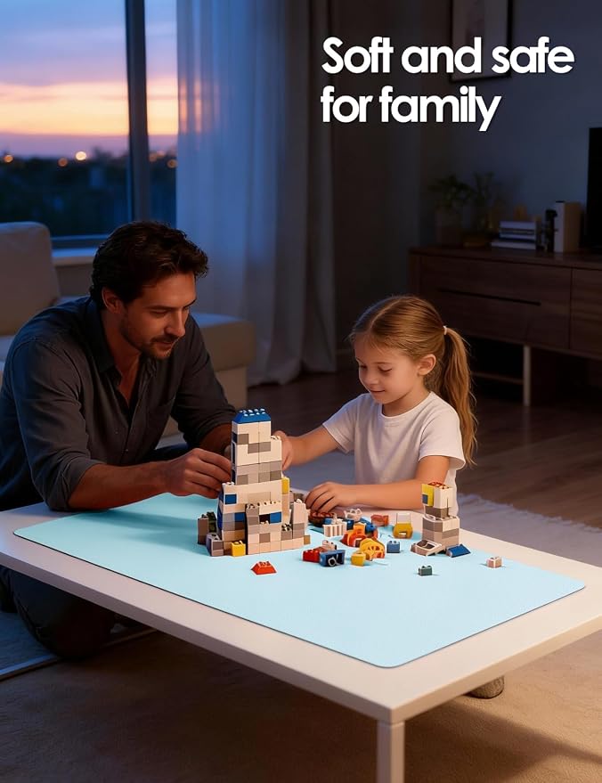 YSAGi Leather Desk Pad Protector, Office Desk Mat, Large Mouse Pad, Non-Slip PU Leather Desk Blotter, Laptop Desk Pad, Waterproof Desk Writing Pad for Office and Home (Baby Blue,55" x 24")