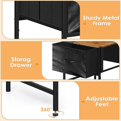 Coffee Tables for Living Room,Modern Small Coffee Table with 2 Large Storage Drawers,Wooden Square Center Table for Small Space,Apartment,Dorm,Home Office,Black Brown