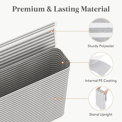 Lifewit 29L Toilet Paper Storage Holder for 12 to 16 Rolls, Foldable Fabric Toilet Paper Basket with Lid, Freestanding Bathroom Tissue Storage and Organization for TP, Towels and Toiletries, Gray
