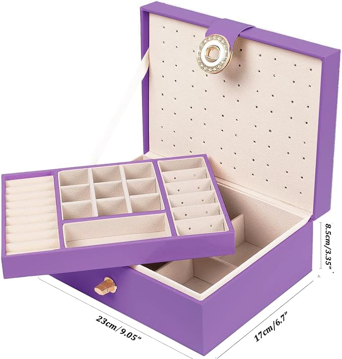QBestry Girls Jewelry Box for Earrings Jewelry Organizer Box Teen Girls Earrings Organizer Jewelry Box with Earring Holder Organizer Stud Earring Box for Girls Womens Jewelry Case Organizer Purple