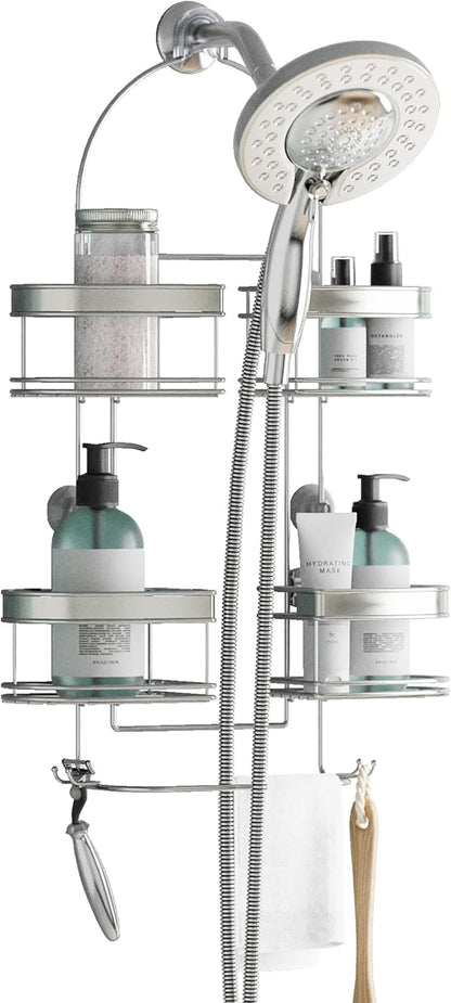 Zenith Expandable Handheld Shower Head/Large Bottle Caddy, Stainless Steel
