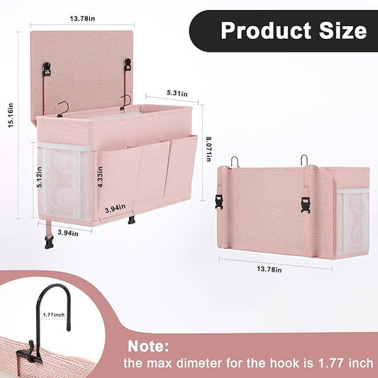 Edudif Dual-purpose Bedside Caddy Bedside Organizer, Bed Caddy with 6 Pockets, Versatile Bedside Storage Solution Magazine Remotes holder, ideal for Home, Dorm, Hospital, Crib Bed