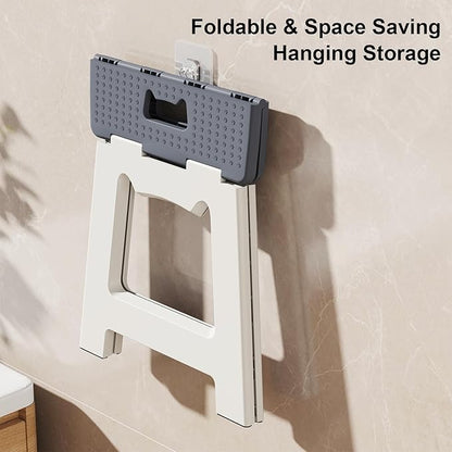 Foldable Shower Stool for Shaving Legs, Plastic Foot Rest Stools to Shave Leg, Folding Small Corner Step Seat for Inside Shower, Collapsible Bench Chair for Travel/Bathroom, Waterproof,13" Height