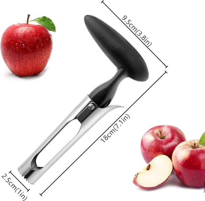 Apple Corer - Ergonomics Handle with Sharp Serrated Blade, Stainless Steel Apple Corer Remover Tool, Easy to Use for Fruit Vegetable and Baking, Dishwasher Safe - Black