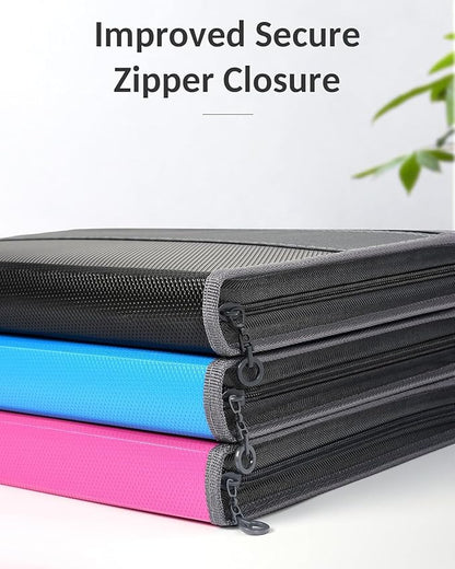 Sooez Accordion File Organizer with Safe Zipper, 12 Pocket Expanding File Folder with Front Pencil Pouch, Portable Monthly Paper Bill Tax Receipt Organizer, School Office Supplies, Letter Size, White