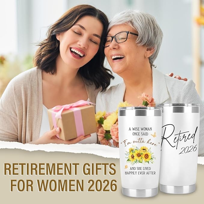 Retirement Gift for Woman – Retired 2026 A Wise Woman Once Said Stainless Steel 20Oz - Funny Retirement Gifts for Coworker Leaving - Farewell Gifts for Coworkers, Mom, Teacher, Nurse, Boss