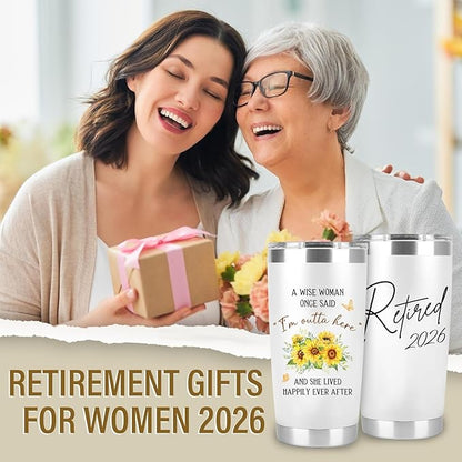 Retirement Gift for Woman – Retired 2026 A Wise Woman Once Said Stainless Steel 20Oz - Funny Retirement Gifts for Coworker Leaving - Farewell Gifts for Coworkers, Mom, Teacher, Nurse, Boss