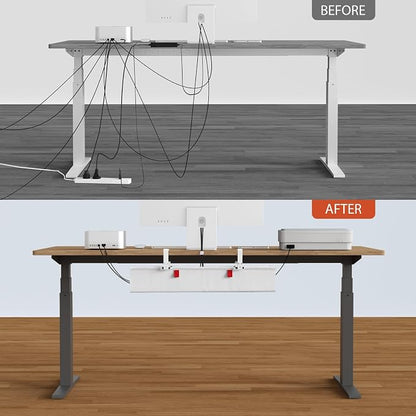 Univivi No Drill Under Desk Cable Management Tray, 28" Cord Organizer for Table, Clamp/Screw Mount Desk Cable Management, Premium Fabric Cable Management Tray for Office, Home
