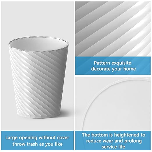 Lysam Bathroom Trash Can, 8 Pack 1.8 Gallons Small Trash Can with Trash Bags, Bathroom Garbage Can, Plastic Trash Bin, Round Waste Basket for Bedroom, Office, Kitchen, Room, Compact Space (White)