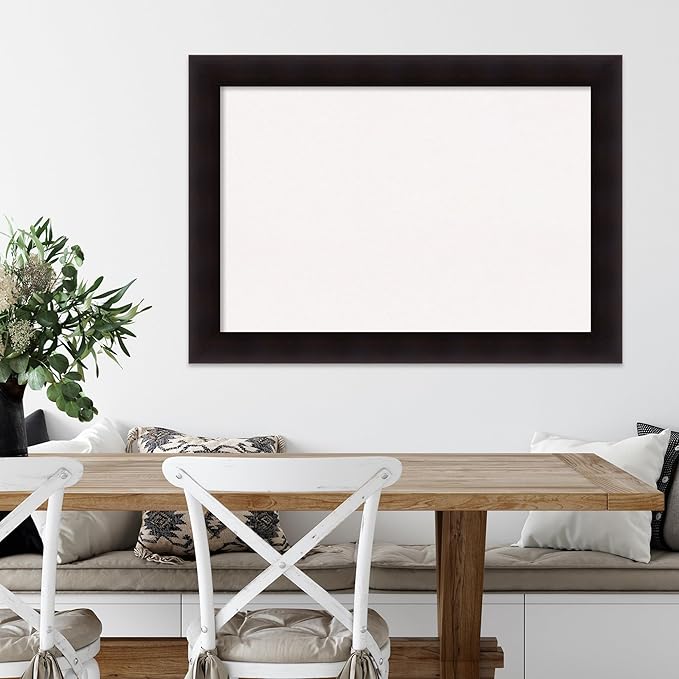 Amanti Art White Cork Board for Wall, 30x42 Vision Board with Brown Wood Frame, Large Corkboard Office Decor for Home Organization, Rustic Farmhouse Corkboard Pinboard to display items for home