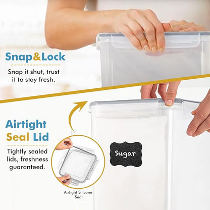 Shazo 2 PC (9.5L | 321 Oz) Extra Large Bulk Food Storage Containers with Airtight Lids for Flour, Sugar, Rice, Cereal & Pasta - Leakproof, BPA-Free Plastic Canisters for Kitchen & Pantry Organization