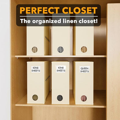 SpaceAid 6 Pack Bed Sheet Organizers and Storage, Foldable Sheet Organizer for Linen Closet, Sheets Set Folder Keeper with Window XL (Queen & King Size) Bedding Container (Beige, 6 Pack)