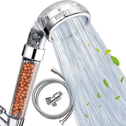 Nosame® Shower Head with Hose, Filter Filtration High Pressure Water Saving 3 Mode Function Spray Handheld Showerheads for Dry Skin & Hair