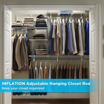 INFLATION Hanging Closet Rod 15-40 Inch Adjustable Width for Stylish Clothes Rack and Hangers, Versatile Black Tension Rod 35 Inch Height Perfect Clothing Organizer for Women, Men, Kids