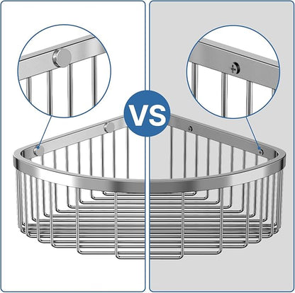 Shower Basket Brushed Stainless Shower Corner Shelf, 304 Caddy Stainless Steel Rustproof, Organizer Wall Mounted Basket(Includes Screws)