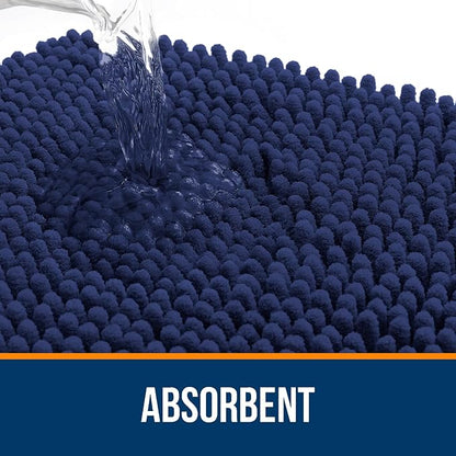 OLANLY Large Bathroom Rugs 40x32, Soft Absorbent Chenille Bath Rugs, Rubber Backing Quick Dry, Machine Washable Bath Mats for Bathroom Floor, Tub and Shower, Home Decor Accessories, Twilight Sapphire