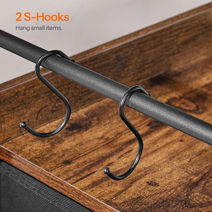 HOOBRO 2-Tier Printer Stand, Under Desk Printer Table with Drawer, Printer Cart with Storage, with Casters/Adjustable Feet, for Home Office, Study, Living Room, Rustic Brown and Black, BF20PS01