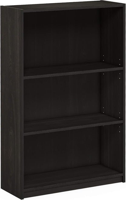 Furinno JAYA Book Shelf, 3-Tier Bookshelf, Bookcase with Adjustable Shelves, 9.5 x 24.5 x 40.3, for Living Room, Bedroom, Home Office, Espresso