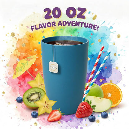 Wrova Wheat Straw Cups Reusable Kitchen Cups Set of 8, Unbreakable 20oz Drinking Cups Alternative to Large Plastic Cups, Dishwasher Safe Big Tumblers & Water Glasses- Vibrant