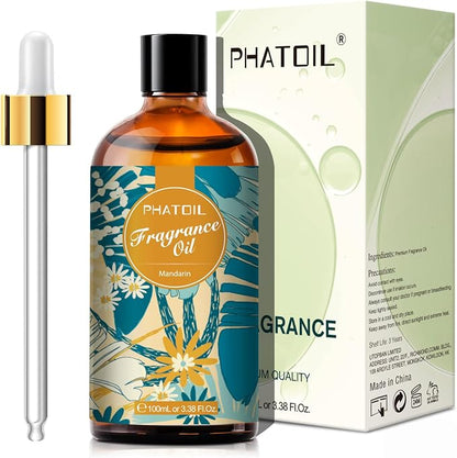 PHATOIL 3.38FL.OZ Mandarin Fragrance Oils for Aromatherapy, Essential Oils for Diffusers for Home, Perfect for Diffuser, DIY Candle and Soap Making, DIY Scented Products - 100ml