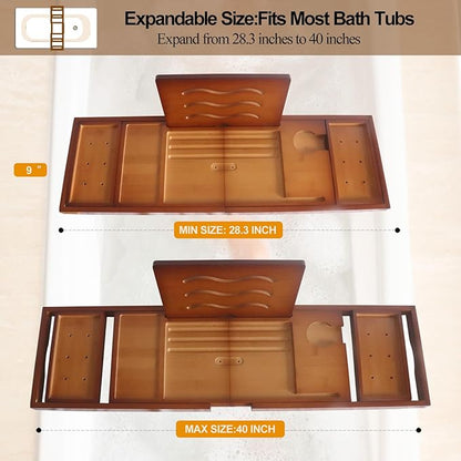Premium Bathtub Tray Caddy - Bath Table Tray for Bathtub - Bath Tub Tray Table for Bathtub, Expandable Size, Fits Most Bath Tubs