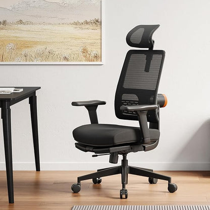 Newtral Ergonomic Mesh Office Chair with with Adaptive Lumbar Support, High Back Desk Computer Chair with 4D Adjustable Armrest, 136° Tilt Lock, Adjustable Seat Depth & Height(with Laptop Tray, Black)