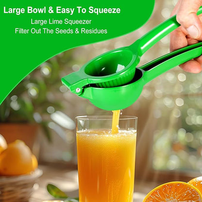 TEZZ Lemon Squeezer, Large Metal Manual Lime Citrus Juicer Hand Press | Large bowl ergonomic handle easy handheld press for lemons and limes