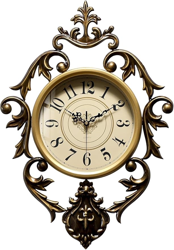 Vintage Wall Clocks Living Room, Decorative Antique Large Wall Clocks, Digital Retro Silent Wall Clock Battery Operated for Farmhouse,Kitchen,Bedroom (26" W x 19" H)