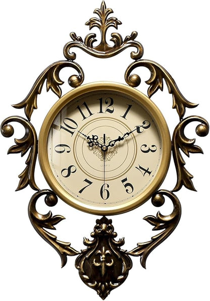 Vintage Wall Clocks Living Room, Decorative Antique Large Wall Clocks, Digital Retro Silent Wall Clock Battery Operated for Farmhouse,Kitchen,Bedroom (26" W x 19" H)