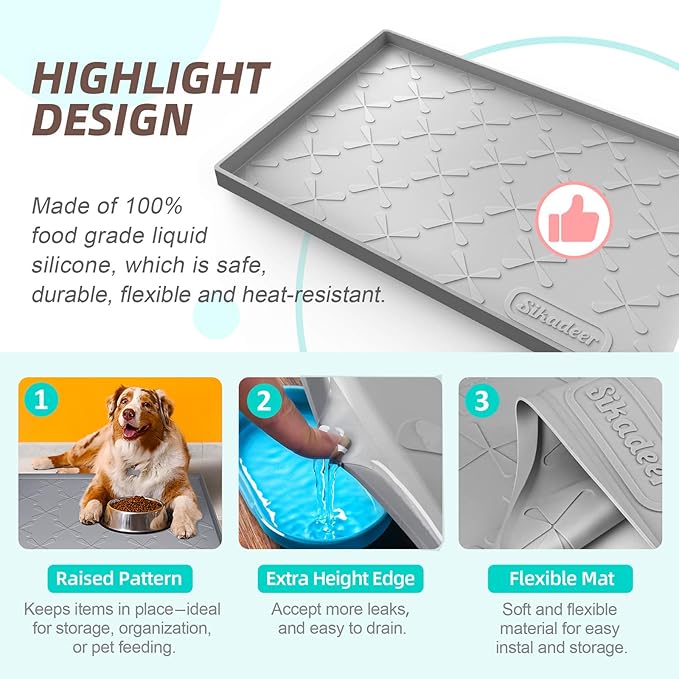 SIKADEER 31" x 19" Under Sink Mat Waterproof, Silicone Mat Kitchen Drawer Shelf and Cabinet Liner, Sink Protector for Kitchen Organizers and Storage, Boot Tray Pet Food Mats