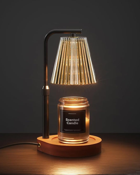 Candle Warmer Lamp with Timer & Dimmer for Yankee Candles, Adjustable Height Candle Warmer for Jar Candles, Wax Melt Lamp for Cozy Home Decor & Gifts,Glass, 2 Bulbs