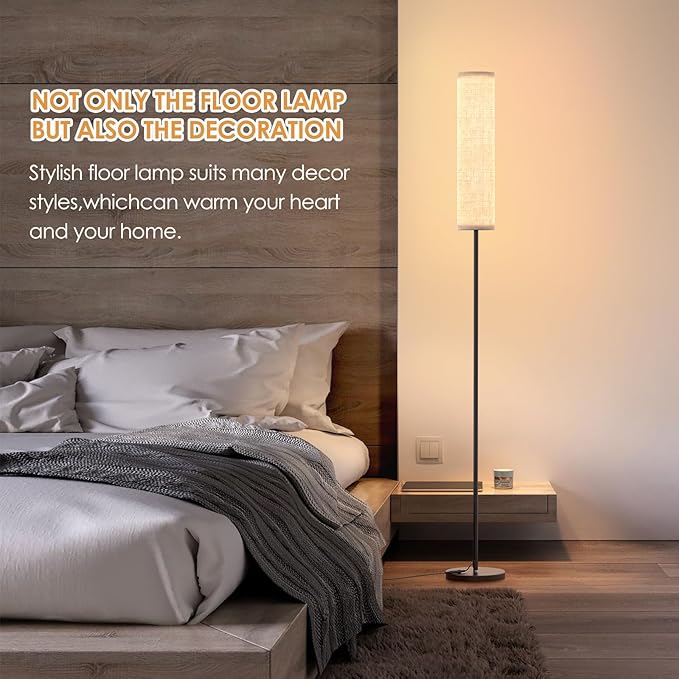 Floor Lamp for Bedroom Living Room Office with Remote Control Modern Living Room LED 4 Color Temperature & Stepless Dimmer, Standing Elegant Lamp 3000k-7000k (Round-Pale Yellow)