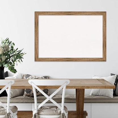Amanti Art White Cork Board for Wall, 28x40 Vision Board with Brown Wood Frame, Large Corkboard Office Decor for Home Organization, Rustic Farmhouse Corkboard Pinboard to display items for home